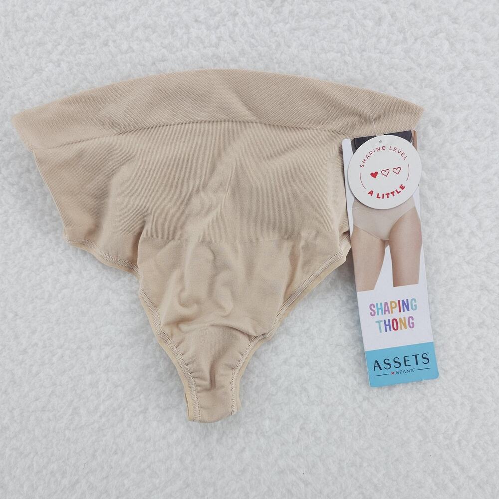 Assets by Spanx Shaping Thong Womens Small Soft Nude Seamless Smoothing New